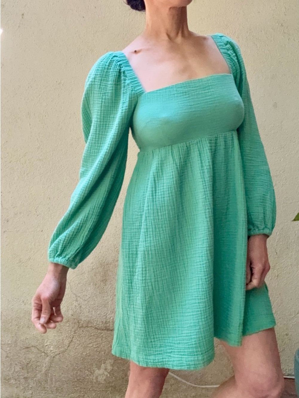 J. Crew Soft, Lightweight Long-Sleeve Mini Dress in Kelly Green, Size Small